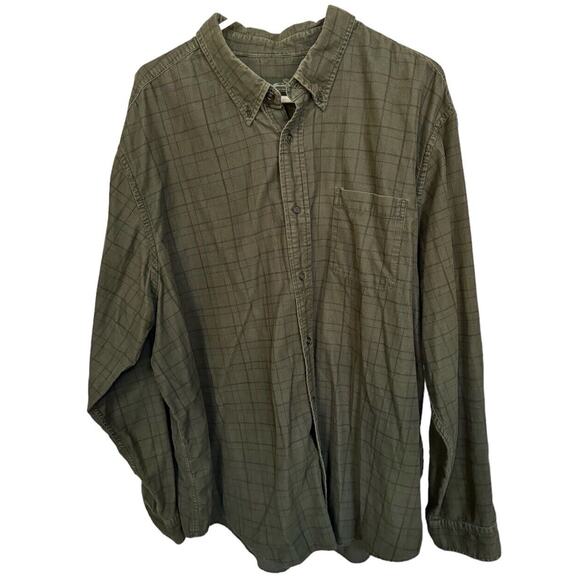 Eddie Bauer XXL Green Stripe Baumwolle (Cotton) Button Up Mens Shirt READ - Picture 1 of 8